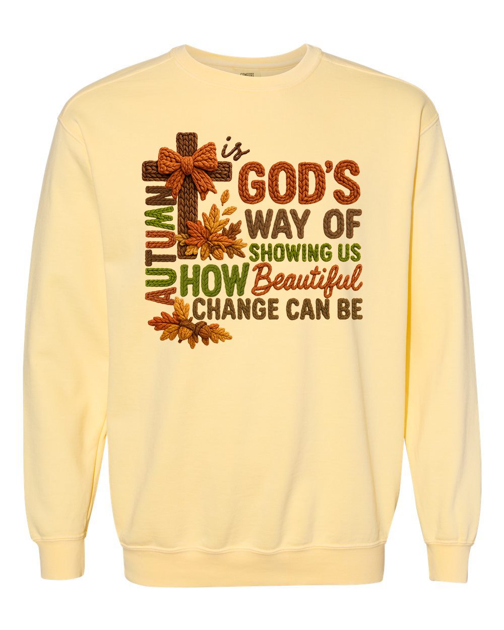 Faux Yarn Autumn Is God's Way Transfer - T-SHIRT SIZE