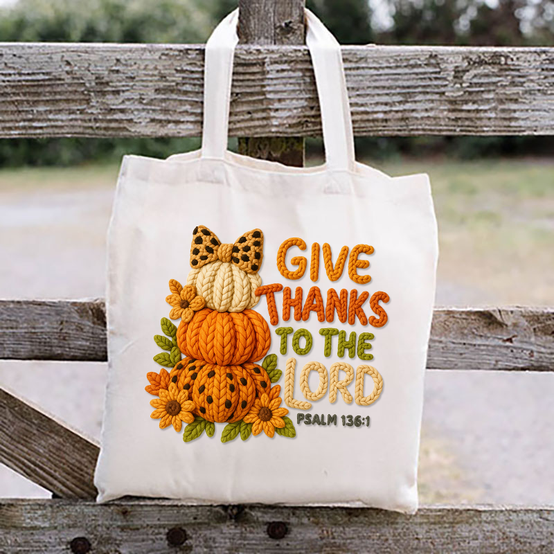 Faux Yarn Give Thanks To The Lord Transfer