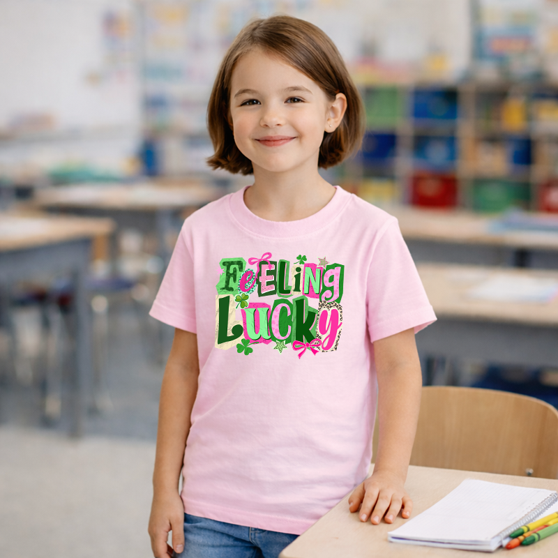 Feeling Lucky Cutout Letters - T-SHIRT SIZE