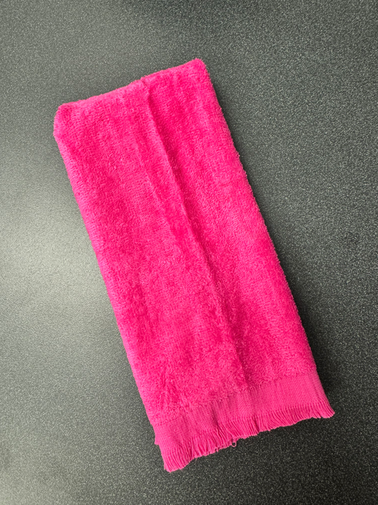 Velour Fringed Fingertop Towel - Hot Pink
