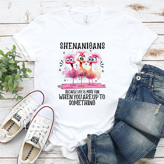 Shenanigans Flamingos DTF Transfer - T-SHIRT SIZE