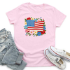 Floral American Flag Faux Embroidery Transfer - T-SHIRT SIZE