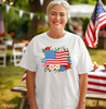 Floral American Flag Faux Embroidery Transfer - T-SHIRT SIZE