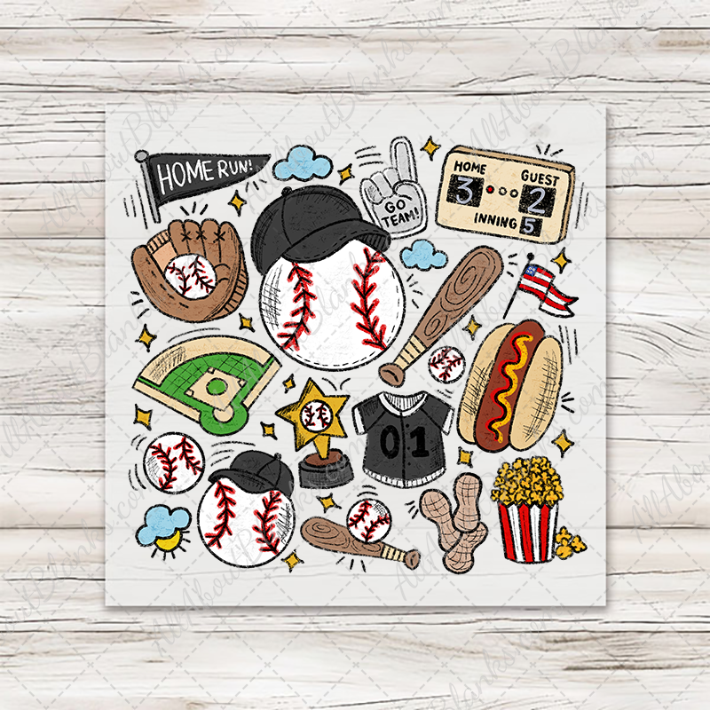 Baseball Doodle Transfer
