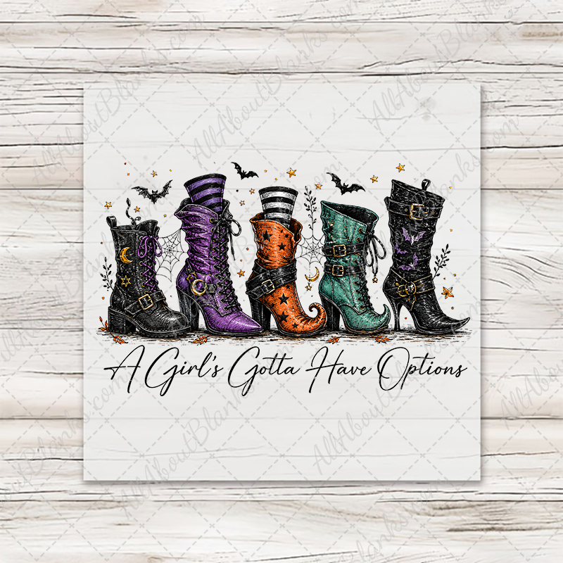 Girls Gotta Have Options Witches Shoes Transfer - T-SHIRT SIZE