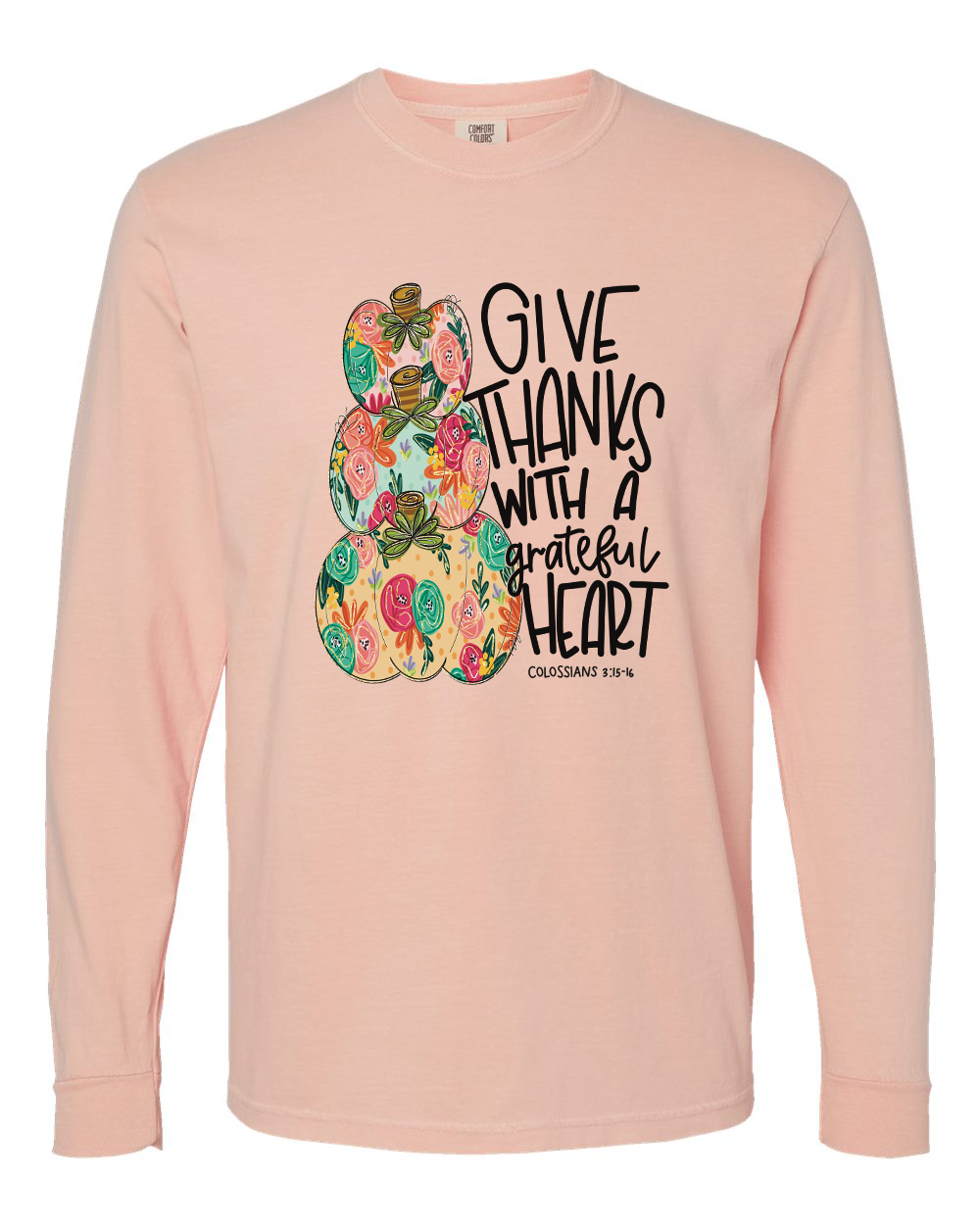 Give Thanks Stacked Painted Pumpkins Transfer