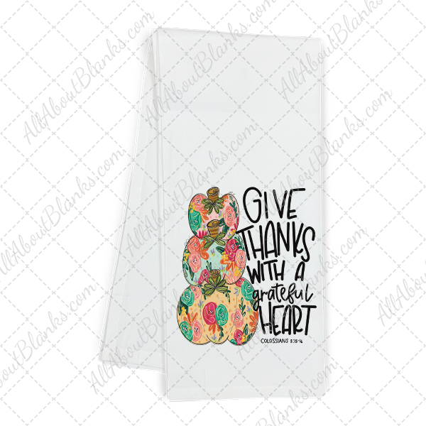 Give Thanks Stacked Painted Pumpkins Transfer