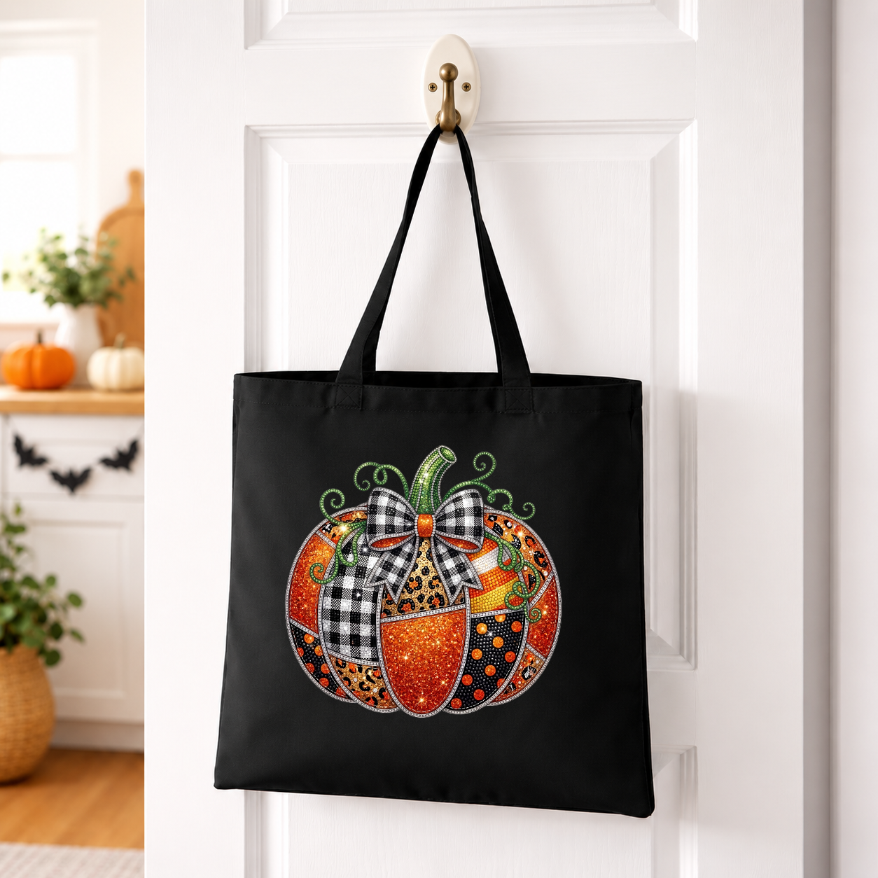 Glam Rhinestone Patchwork Pumpkin Transfer
