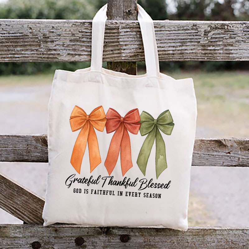 Grateful Thanksful Blessed Bow Trio - T-SHIRT SIZE