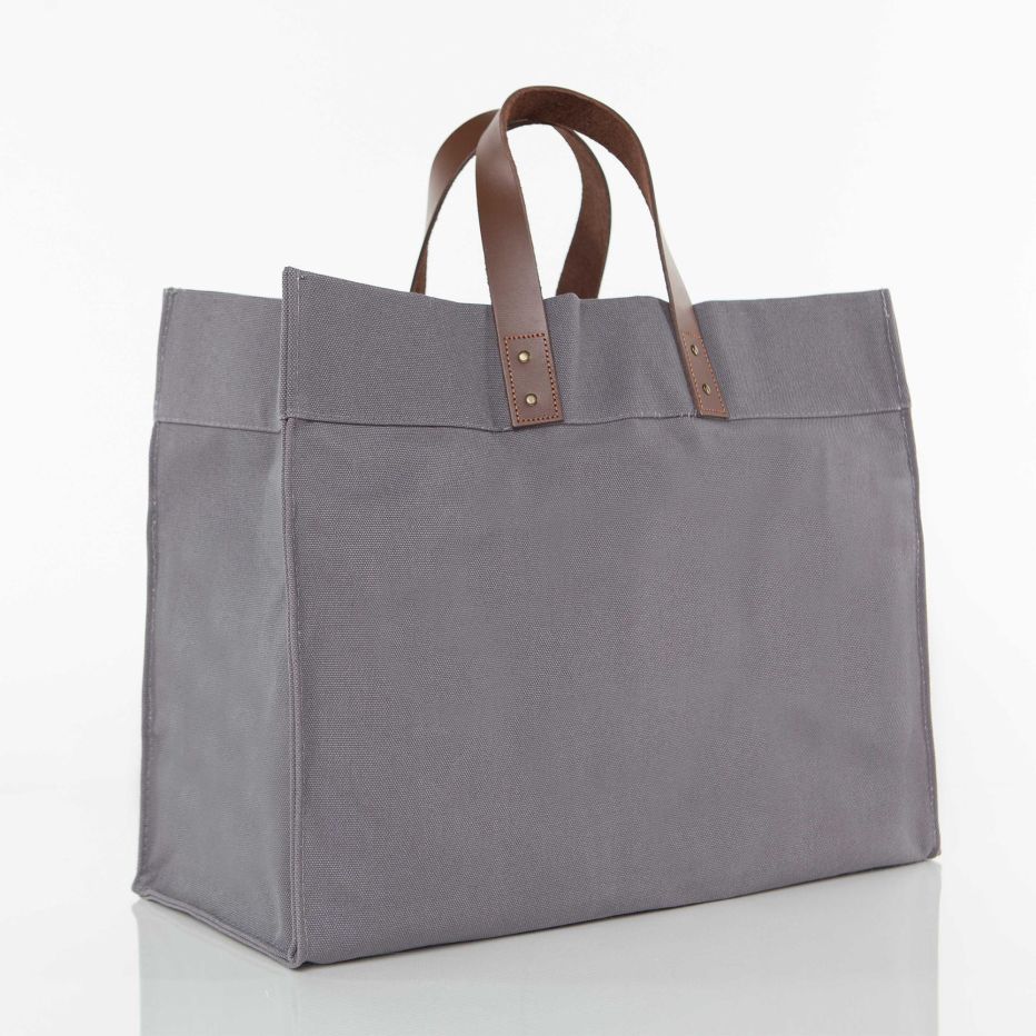 Canvas Utility Tote with Leather Handles