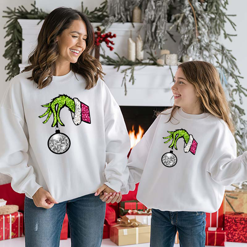 Grinch Hand Sequin Ornament Transfer