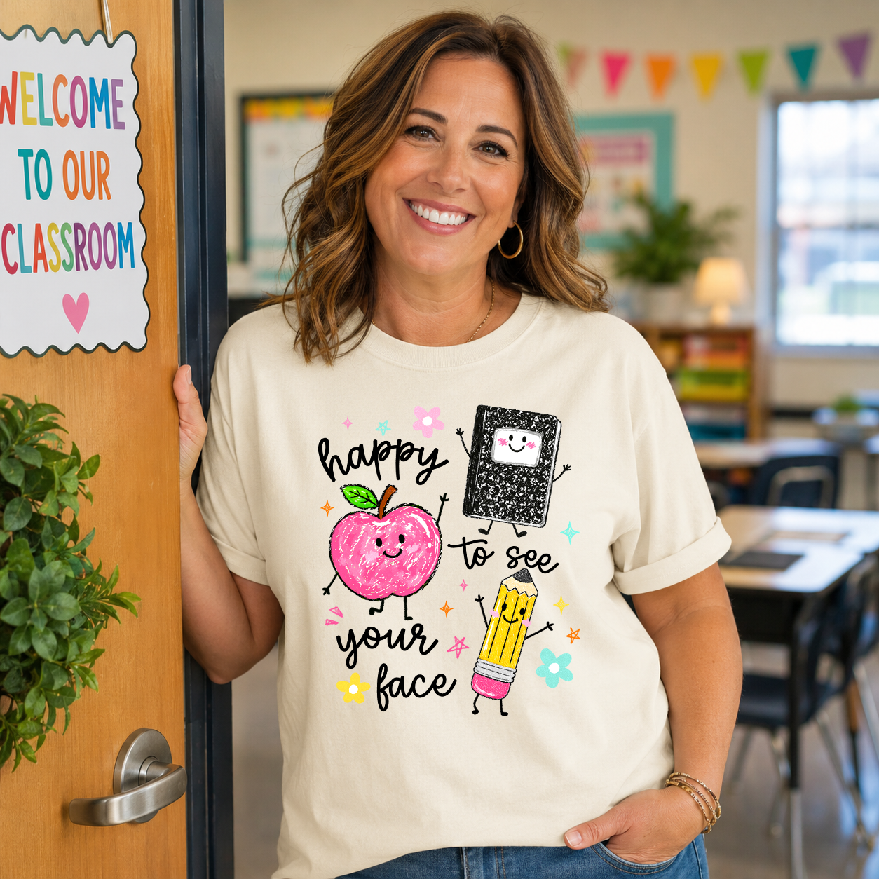 Happy To See Your Face Transfer - T-SHIRT SIZE