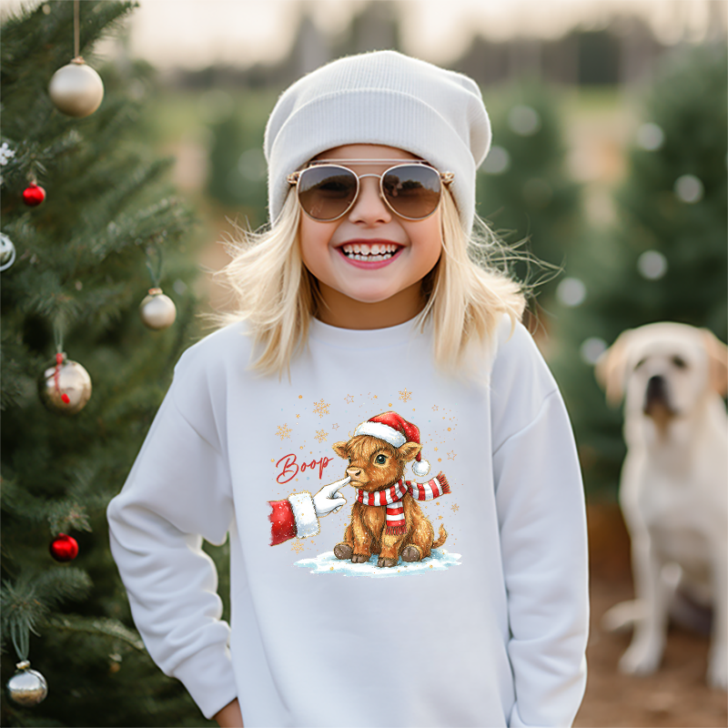Highland Cow Santa Boop Transfer - T-SHIRT SIZE