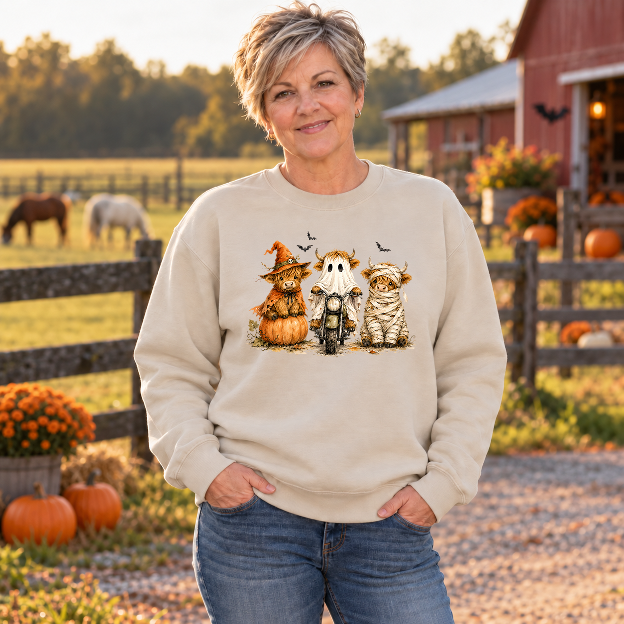 Highland Cows Halloween Trio Transfer - T-SHIRT SIZE