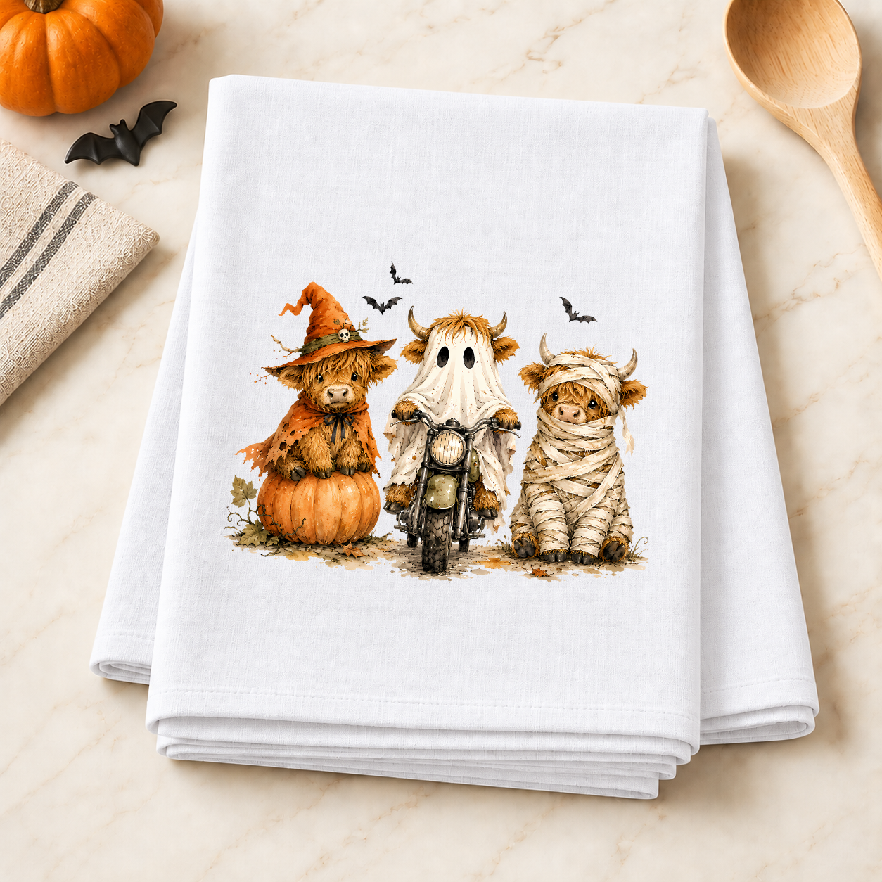 Highland Cows Halloween Trio Transfer