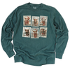 Christmas Highland Cow Vintage Stamps Transfer - T-SHIRT SIZE