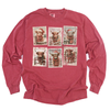 Christmas Highland Cow Vintage Stamps Transfer - T-SHIRT SIZE