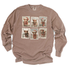 Christmas Highland Cow Vintage Stamps Transfer - T-SHIRT SIZE