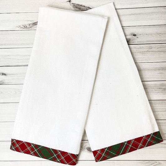 North Pole Holiday Plaid Trim Kitchen Towel