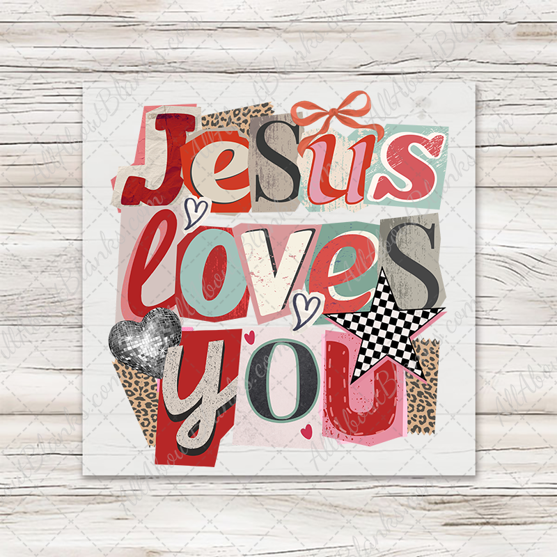 Jesus Loves You Retro Cutout Transfer