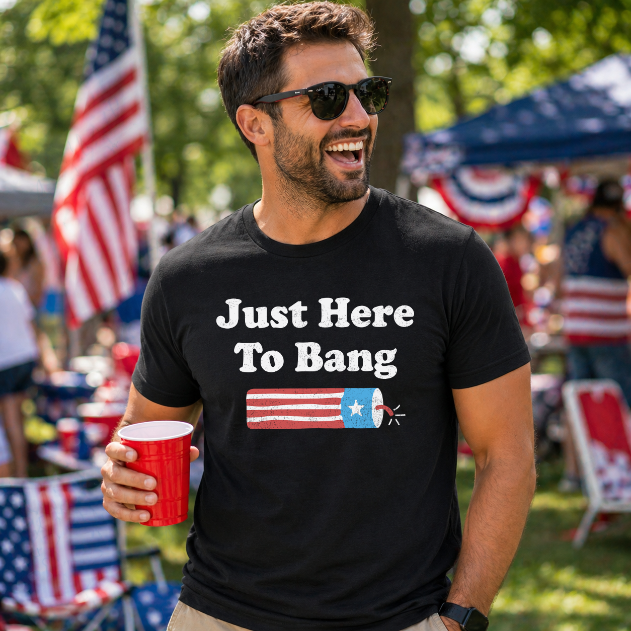 Just Here To Bang Transfer - T-SHIRT SIZE