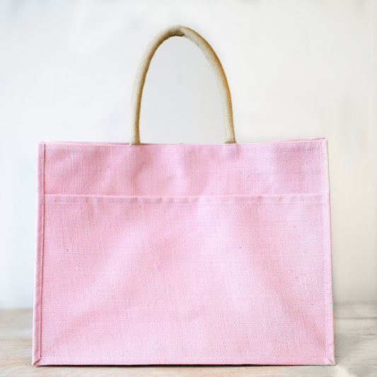 Jute Pocket Tote - Light Pink