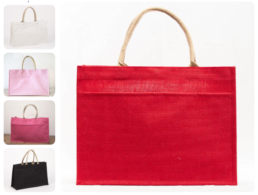 Jute Pocket Tote - Valentines Colors