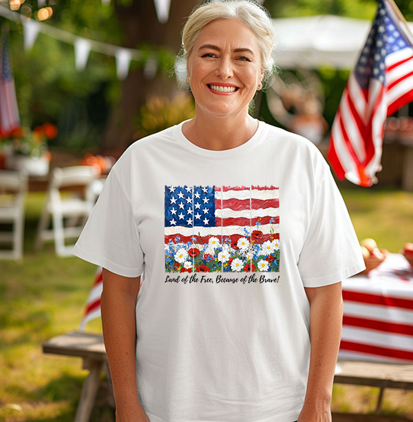 Land Of The Free Because Of The Brave Transfer - T-SHIRT SIZE