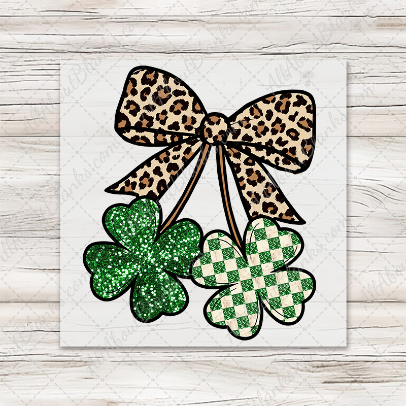 Leopard Bow Clover Pair Transfer - T-SHIRT SIZE