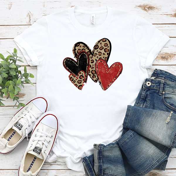 Leopard Hearts DTF Transfer - T-SHIRT SIZE