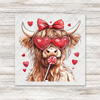 Lollipop Valentines Highland Cow Transfer