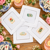 Mahjong Game Night Favorites: four designs on white hemstitched cocktail napkins