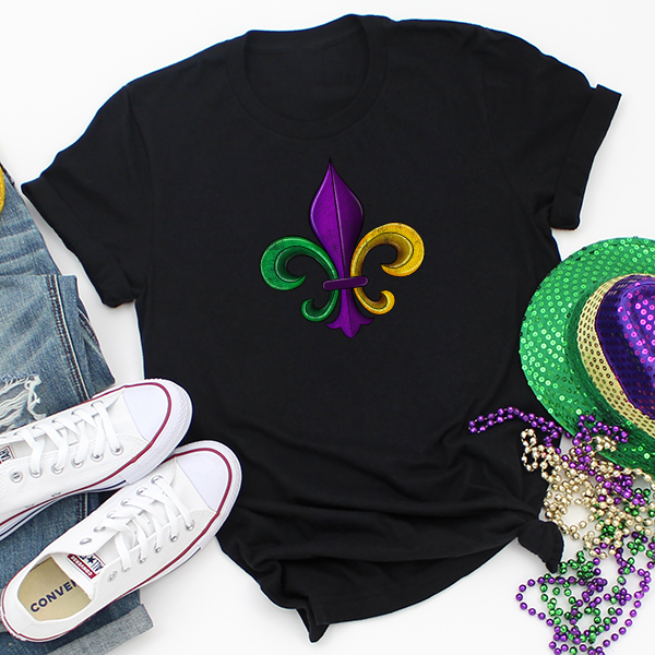 Mardi Gras Distressed Fleur De Lis DTF Transfer