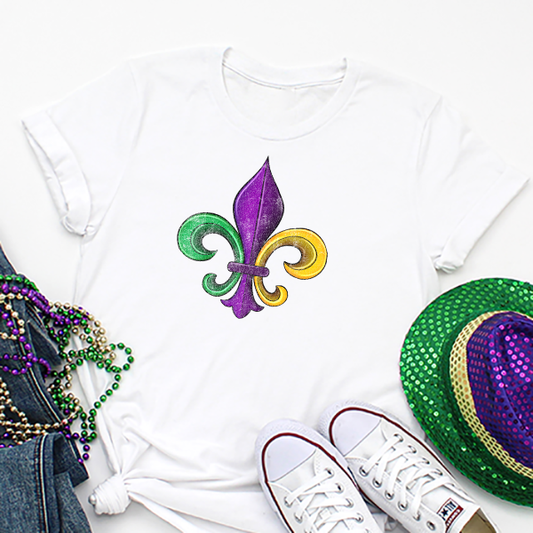 Mardi Gras Distressed Fleur De Lis DTF Transfer