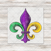 Mardi Gras Distressed Fleur De Lis DTF Transfer