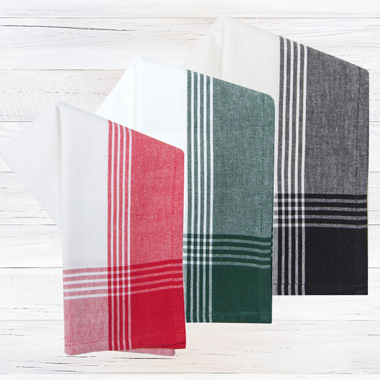 McLeod Stripe Kitchen Tea Towels - Christmas Asst