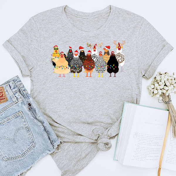 Merry Christmas Chickens DTF Transfer - T-SHIRT SIZE