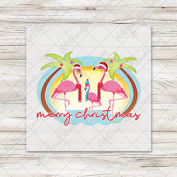 Merry Christmas Flamingos DTF Transfer - T-SHIRT SIZE