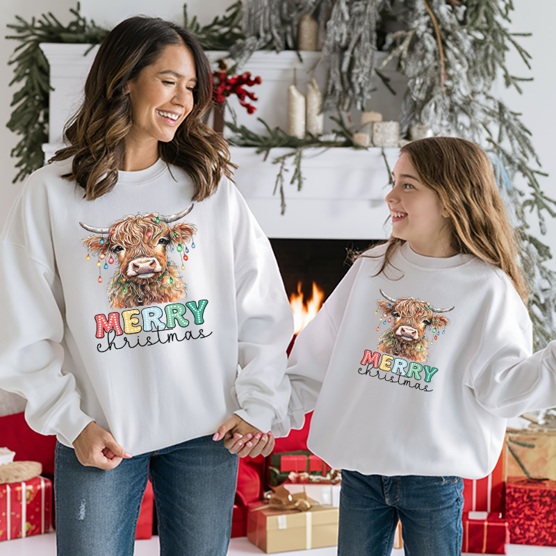 Merry Christmas Highland Cow Transfer