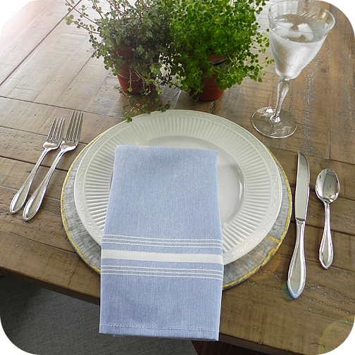 Farmhouse Chambray Blue Stripe Restaurant Napkin