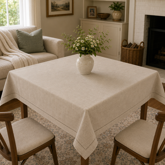 Oatmeal Hemstitched Tabletopper