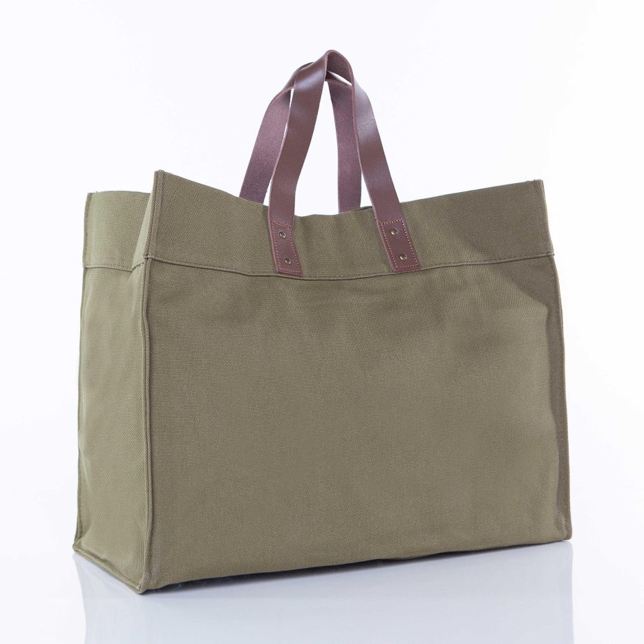 Natural Canvas Utility Tote with Leather Handles