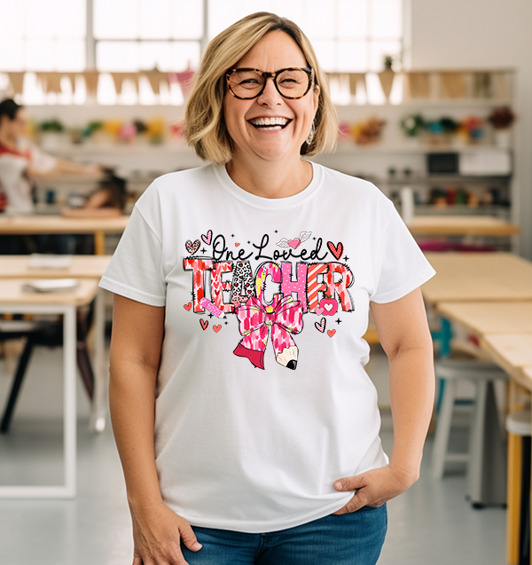 One Loved Teacher DTF Transfer - T-SHIRT SIZE