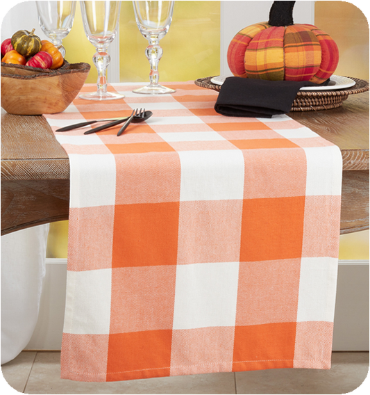 Orange & White Buffalo Plaid Tablerunner