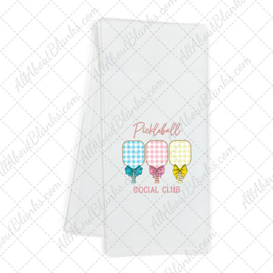 Pickleball Social Club Paddles With Bows DTF Transfer - TOWEL SIZE