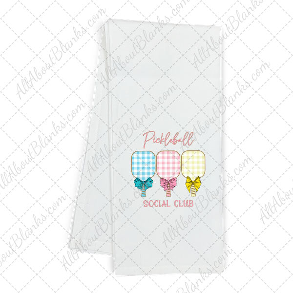 Pickleball Social Club Paddles With Bows DTF Transfer - TOWEL SIZE