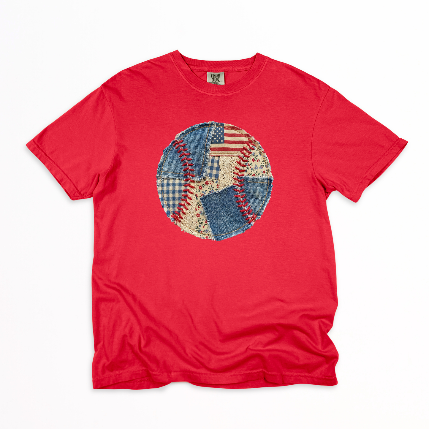 Patchwork Denim Baseball Transfer