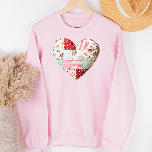 Patchwork Shabby Chic Heart Transfer - T-SHIRT SIZE
