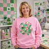 Patchwork Pink & Green Shamrock Transfer - T-SHIRT SIZE