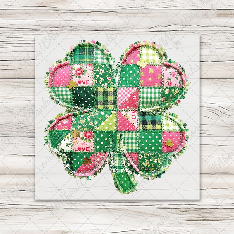 Patchwork Pink & Green Shamrock Transfer